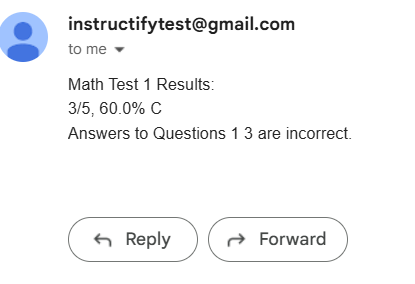 gradeTest.instruct text output